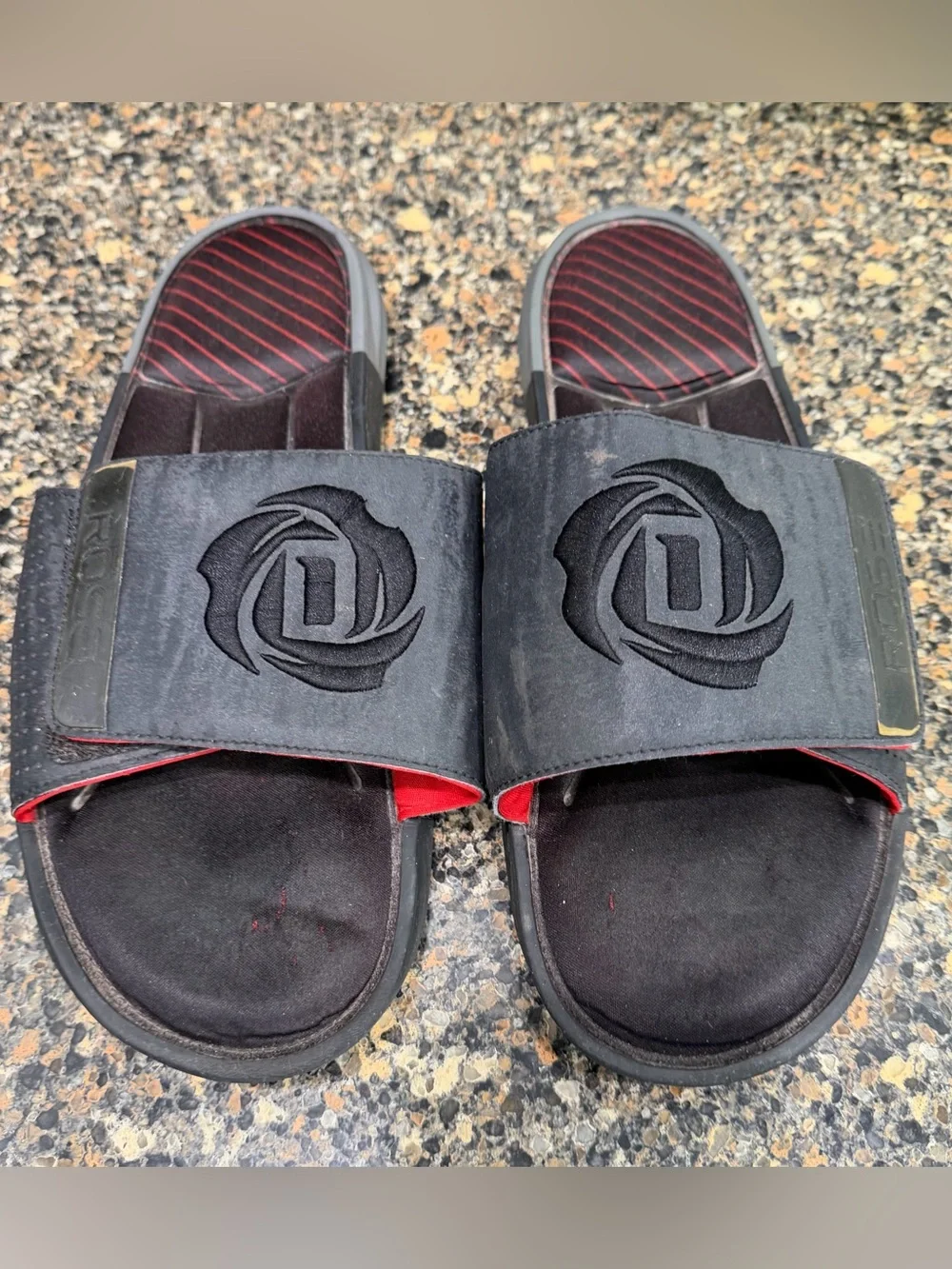 D Rose Black and Red Slide Sandals adidas 12